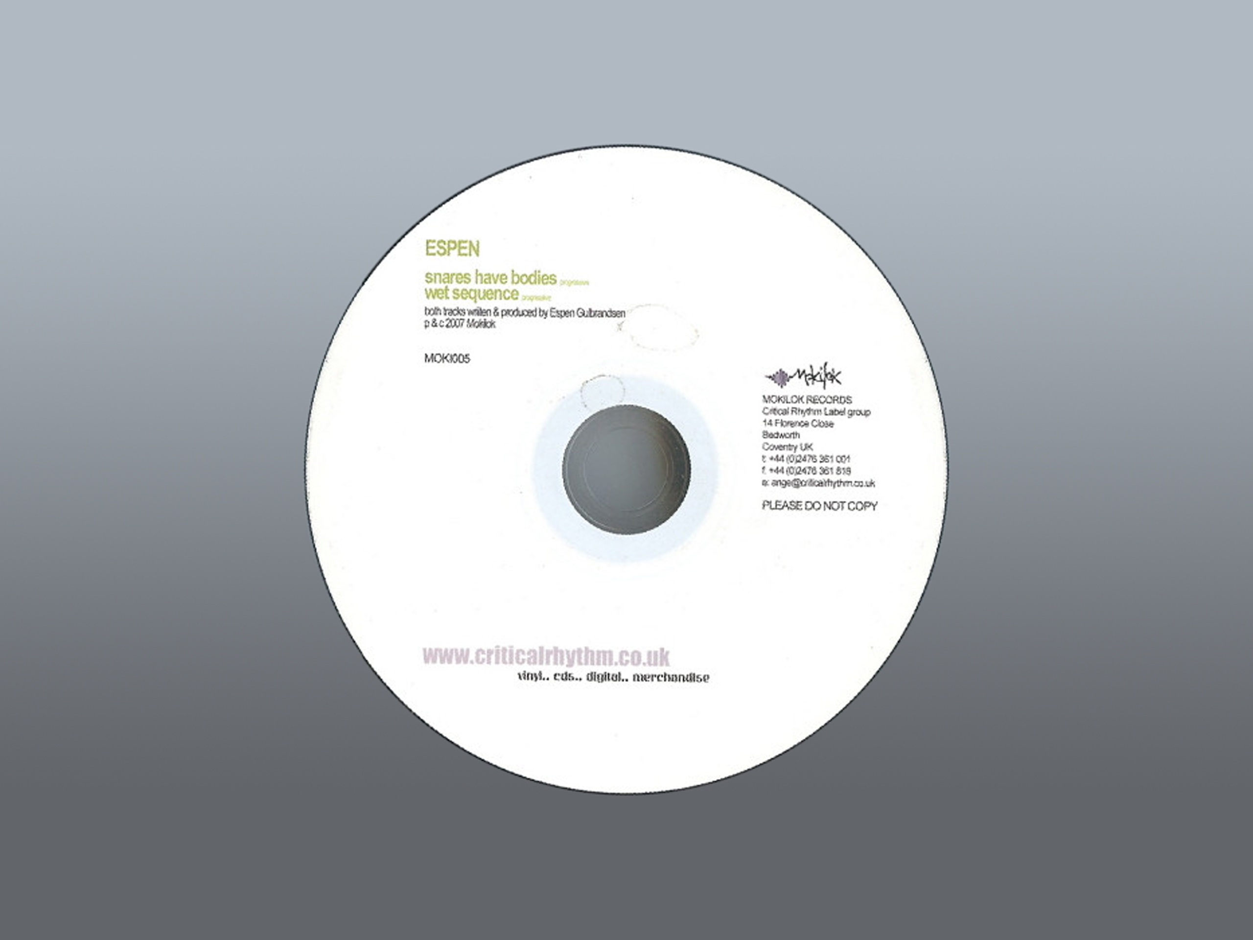 CD-диск Espen – Snares Have Bodies / Wet Sequence