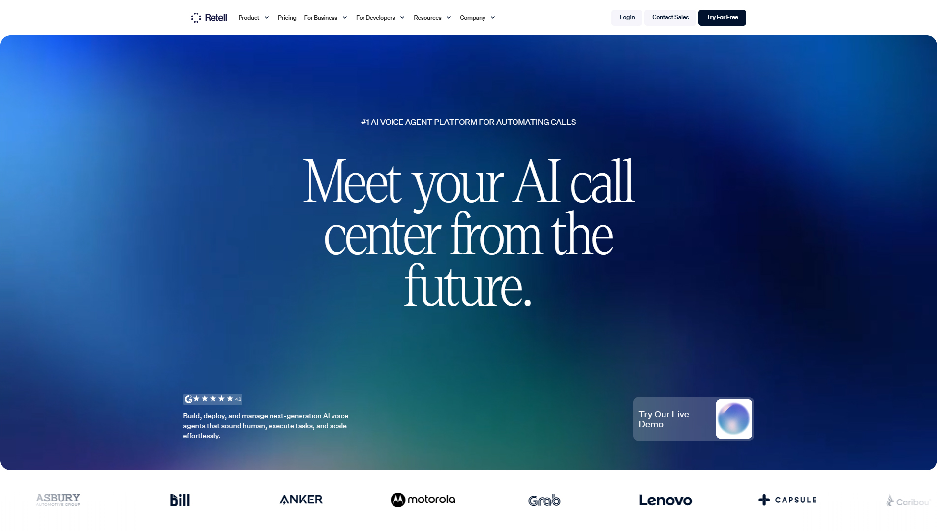 Сайт платформы Retell